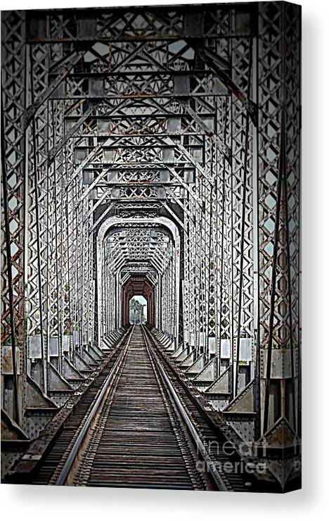 Rail Road Tracks Canvas Print featuring the photograph The Other Side by Barbara Chichester