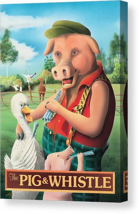 Pig & Whistle Canvas Print featuring the painting The Pig & Whistle by MGL Meiklejohn Graphics Licensing