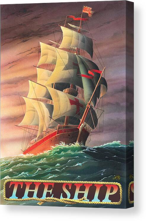 Ship Canvas Print featuring the painting The Ship by MGL Meiklejohn Graphics Licensing