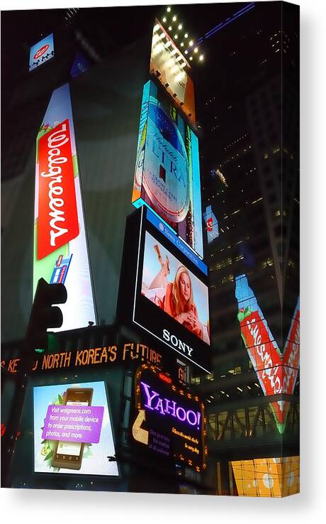 Ads Canvas Print featuring the photograph Times Square Ads by Jim Hughes