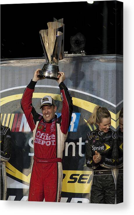 Tony Stewart Canvas Print featuring the photograph Tony Stewart Cup Champ 3 by Kevin Cable