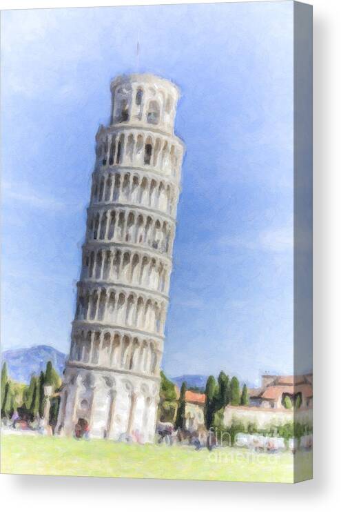 Leaning Tower Of Pisa Canvas Print featuring the digital art Tower of Pisa by Liz Leyden