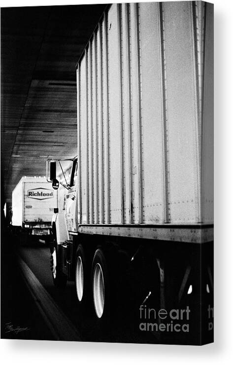 Traffic Canvas Print featuring the photograph Truck Traffic in Tunnel by Tom Brickhouse