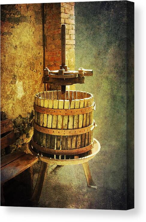 Tuscany Canvas Print featuring the photograph Tuscany Wine Barrel by Sandra Selle Rodriguez