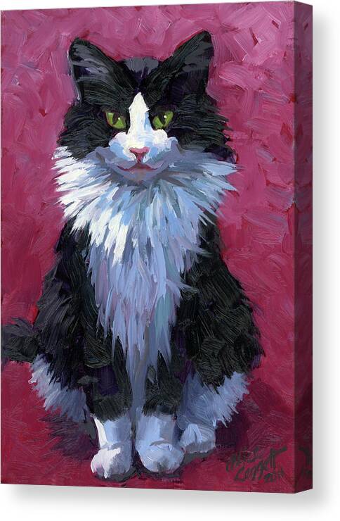 Cat Canvas Print featuring the painting Tuxedo Cat by Alice Leggett
