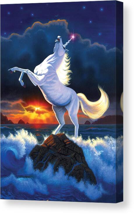 Animal Canvas Print featuring the photograph Unicorn Raging Sea by MGL Meiklejohn Graphics Licensing
