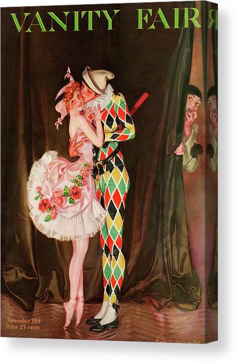 Dance Canvas Print featuring the photograph Vanity Fair Cover Featuring A Harlequin by Frank X. Leyendecker