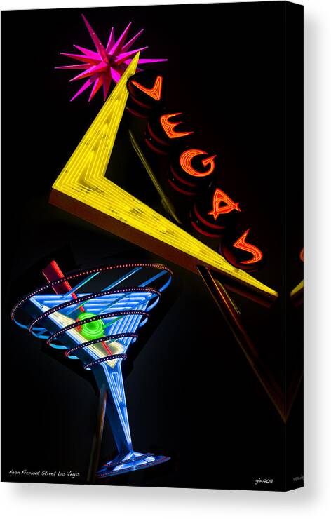 Fremont Street Canvas Print featuring the photograph Vegas Martini by Gary Warnimont