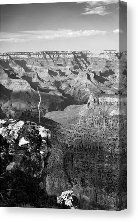 Sunset Canvas Print featuring the photograph Vertical Grand Canyon at Sunset - BW by Gregory Ballos