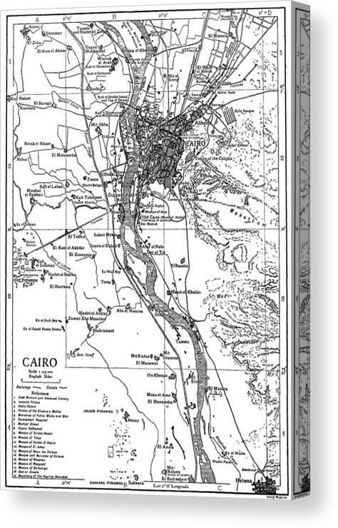Cairo Canvas Print featuring the photograph Vintage Map of Cairo Egypt 1911 by Adam Shaw