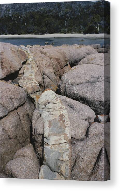 Australian Rocks Canvas Print featuring the photograph Volcanic Dike In Granite by A.b. Joyce