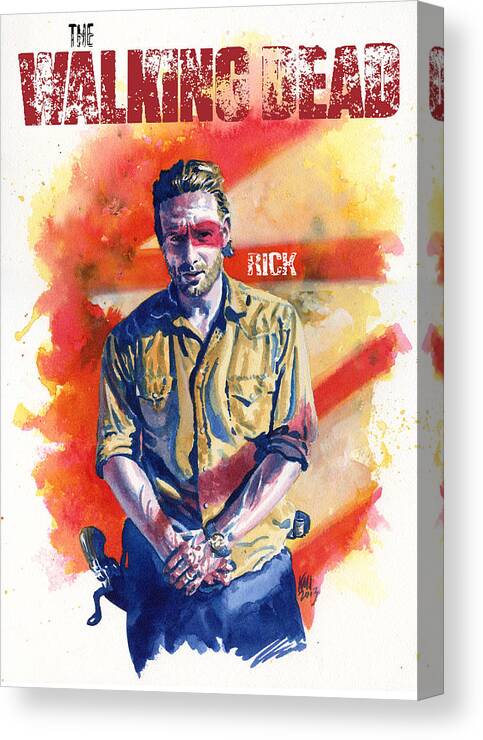 Walking Dead Canvas Print featuring the painting Walking Dead Rick by Ken Meyer jr