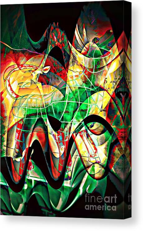 Abstract Canvas Print featuring the mixed media Water Buffalo by Ian Gledhill