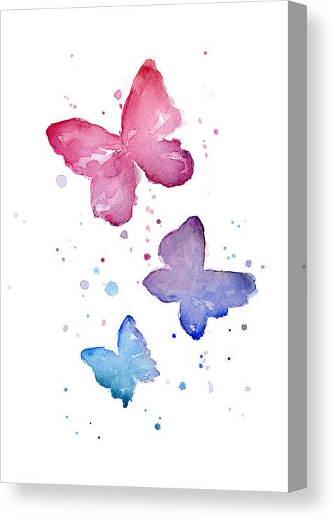 Watercolor Canvas Print featuring the painting Watercolor Butterflies by Olga Shvartsur