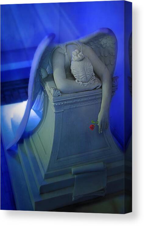  Canvas Print featuring the photograph Weeping Angel front view by Don Lovett