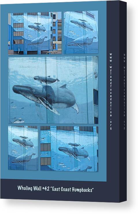 Wyland Canvas Print featuring the photograph Whaling Wall 42 - East Coast Humpbacks - Original Painting by Wyland by Carol Senske