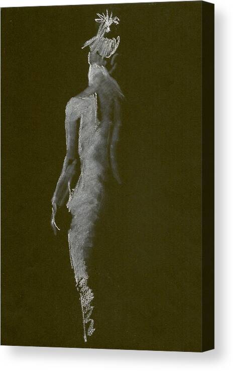 Nude Canvas Print featuring the drawing White Back by Marica Ohlsson