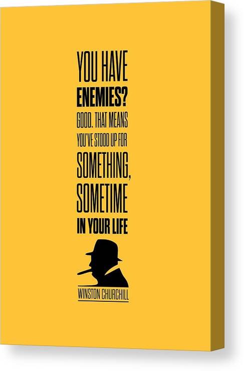 Winston Churchill Canvas Print featuring the digital art Winston Churchill Inspirational Quotes Poster by Lab No 4 - The Quotography Department