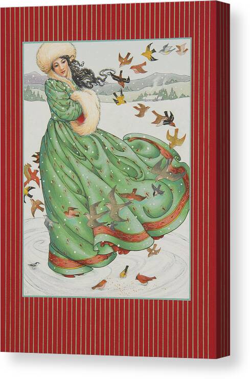 Christmas Card Canvas Print featuring the painting Winter Vogue by Lynn Bywaters