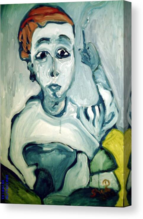 Woman Canvas Print featuring the painting Woman Smoking by Shea Holliman