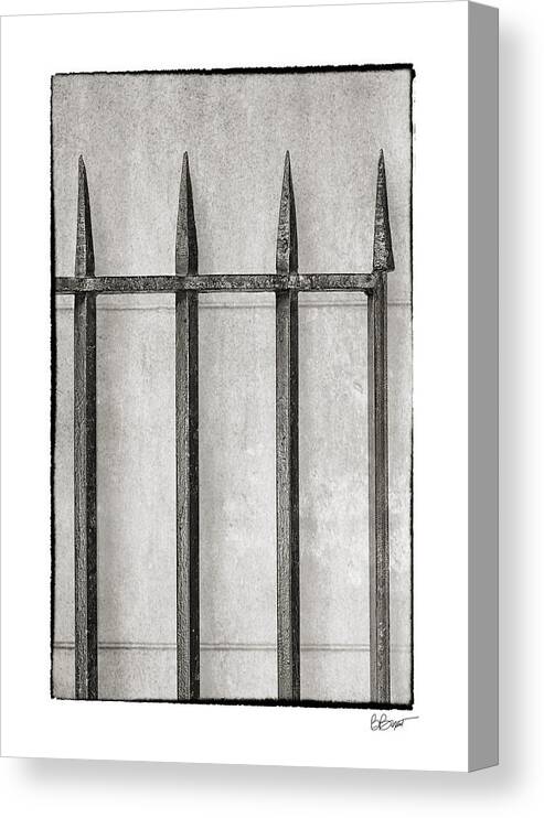 New Orleans Canvas Print featuring the photograph Wrought Iron Gate In Black And White by Brenda Bryant