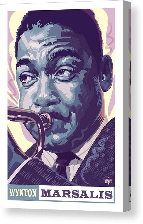 Jazz Art Canvas Print featuring the painting Wynton Marsalis Portrait by Garth Glazier