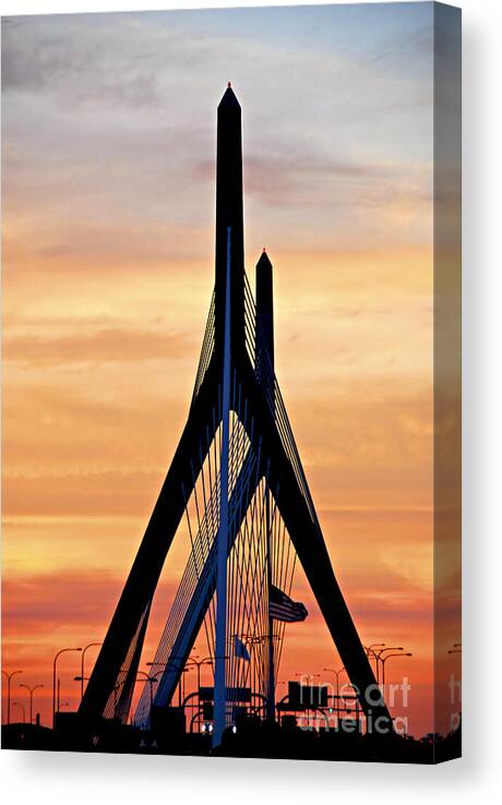 Zakim Canvas Print featuring the photograph Zakim bridge in Boston by Elena Elisseeva