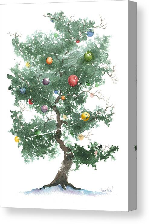 Christmas Canvas Print featuring the painting Zen Christmas Tree by Sean Seal