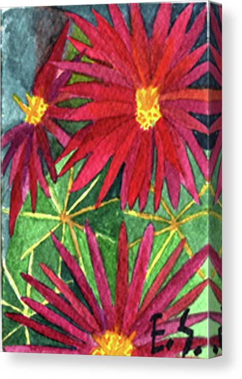 Aceo Canvas Print featuring the painting Arizona Pincushion #1 by Eric Samuelson