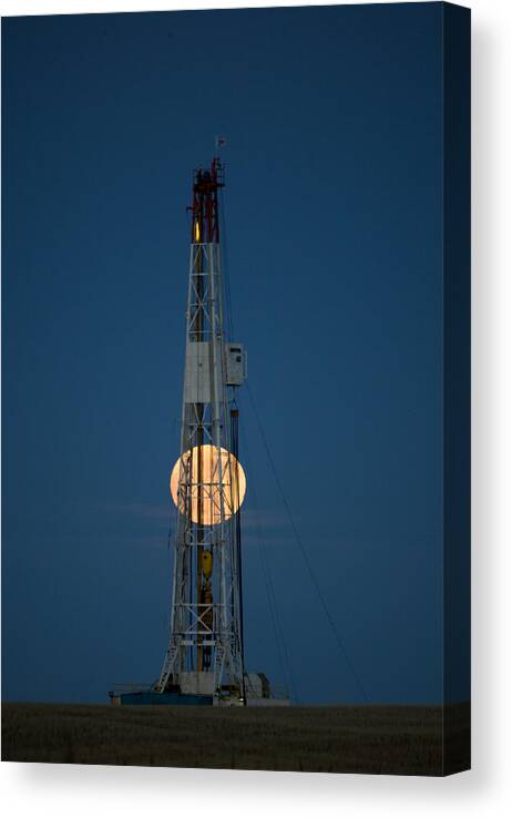 Rig Canvas Print featuring the photograph Night Shot Drilling Rig #1 by Mark Duffy