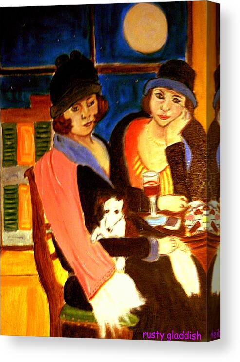 Art Deco Canvas Print featuring the painting Sad Cafe #2 by Rusty Gladdish