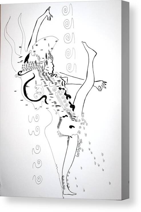 Jesus Canvas Print featuring the drawing Zulu dance - South Africa #1 by Gloria Ssali