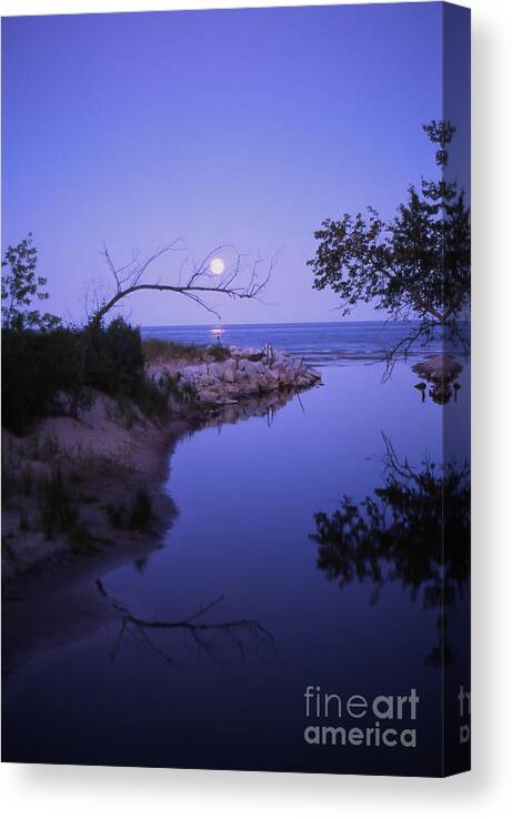 Moonrise Canvas Print featuring the photograph Moonrise #2 by Timothy Johnson