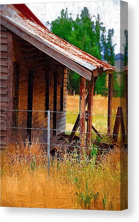 Rural Canvas Print featuring the digital art Old house in Australia #3 by Fran Woods