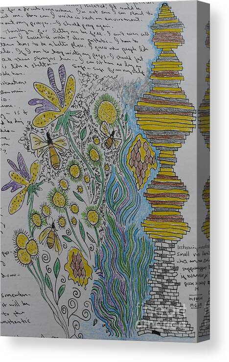 Illustration Canvas Print featuring the drawing A Page from my Journal by Heather Hennick