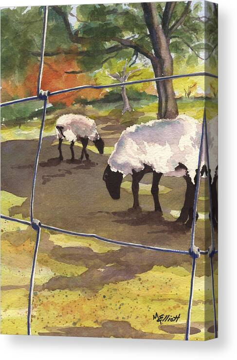 Sheep Canvas Print featuring the painting Autumn Graze by Marsha Elliott