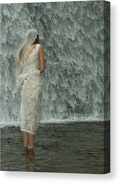 Water Canvas Print featuring the photograph Bride Below Dam by Daniel Reed