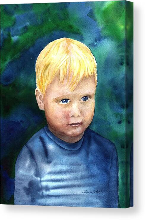 Young Boy Canvas Print featuring the painting Chayton by Sharon Mick