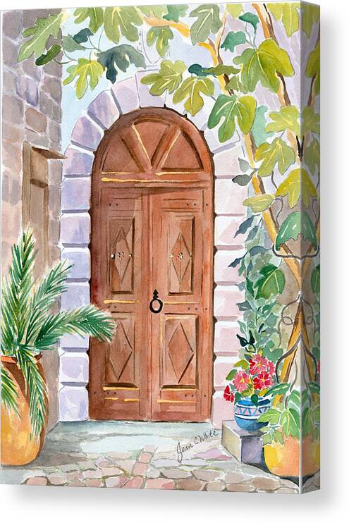 Croatia Canvas Print featuring the painting Doorway in Croatia by Jean Walker White
