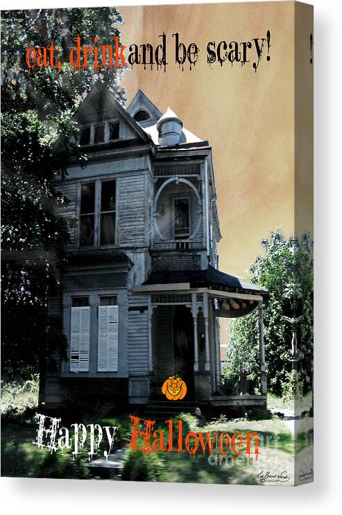 Victorian House Canvas Print featuring the digital art Eat Drink and Be Scary by Lizi Beard-Ward