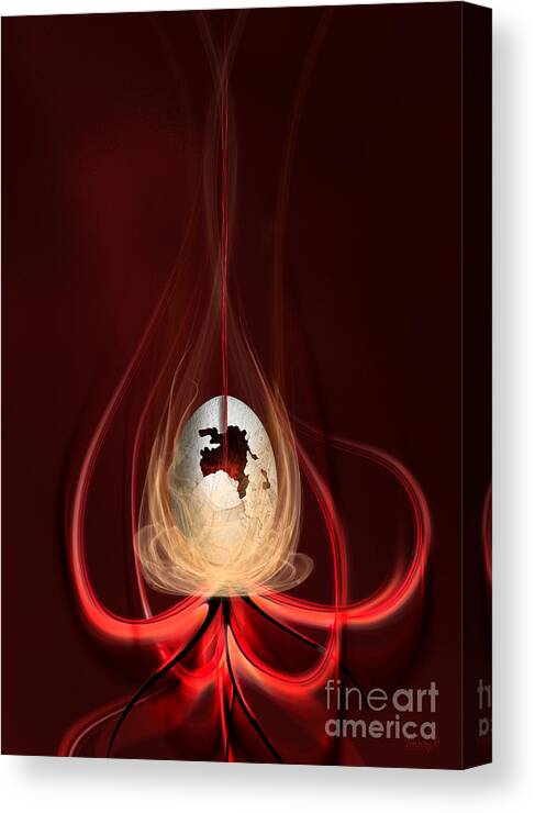 Egg Canvas Print featuring the digital art Egg with red flow by Johnny Hildingsson