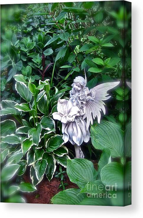 Fairy Canvas Print featuring the photograph Ella in the Garden by Nancy Patterson