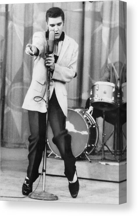 1950s Canvas Print featuring the photograph Elvis Presley 1935-1977, Performs by Everett