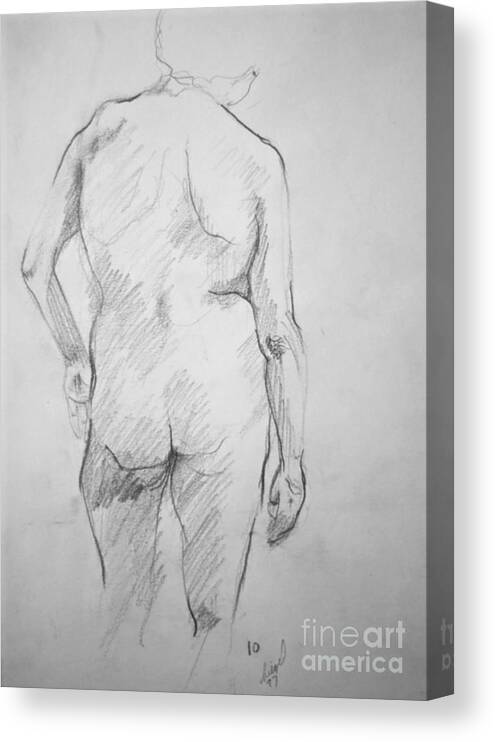 Woman Canvas Print featuring the drawing Figure Study by Rory Siegel