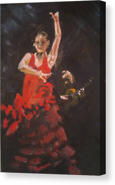 Pastels Canvas Print featuring the pastel Flamenco Dancer by Paul Mitchell