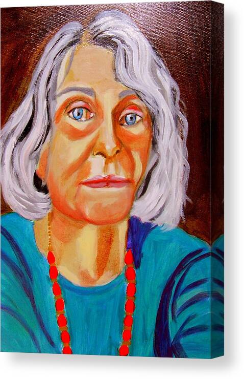 Older People Canvas Print featuring the painting GenerationX Pamela by Rusty Gladdish