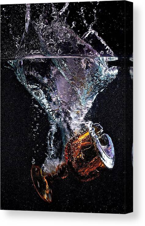 Glass Canvas Print featuring the photograph Glass Goblet Splash by Prince Andre Faubert