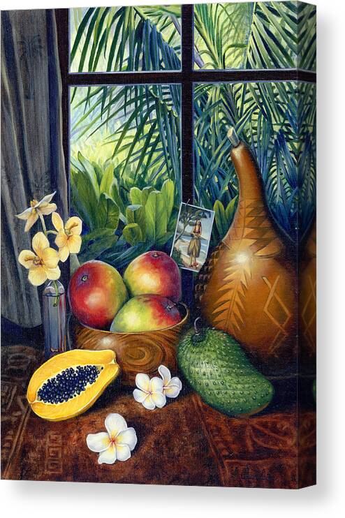 Hawaii Canvas Print featuring the mixed media Hawaiian Still life by Anne Wertheim