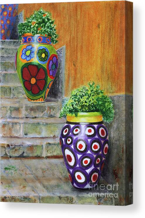 Italy Canvas Print featuring the painting Italian Vases by Karen Fleschler