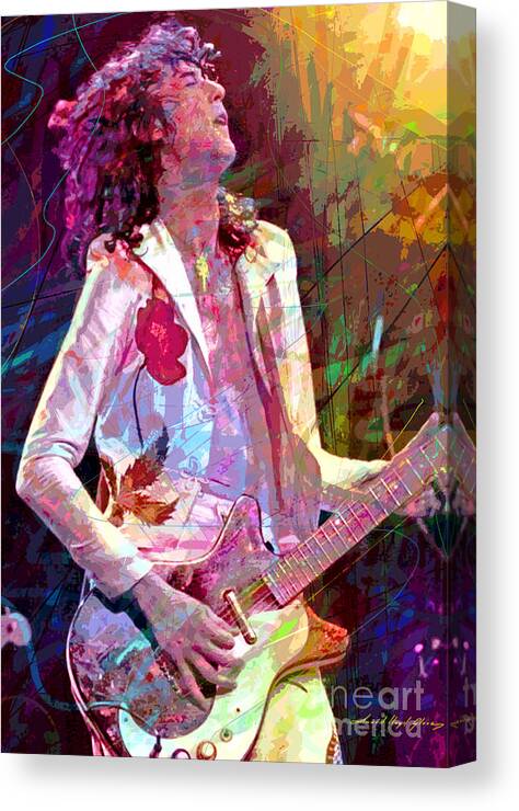 Jimmy Page Canvas Print featuring the painting Jimmy Page Led Zep by David Lloyd Glover